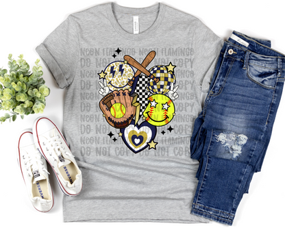 Retro Softball Collage | Multiple Colors | DTF TRANSFER