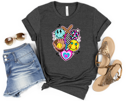 Retro Softball Collage | Multiple Colors | DTF TRANSFER