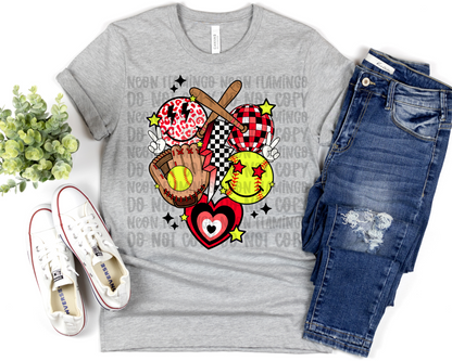 Retro Softball Collage | Multiple Colors | DTF TRANSFER