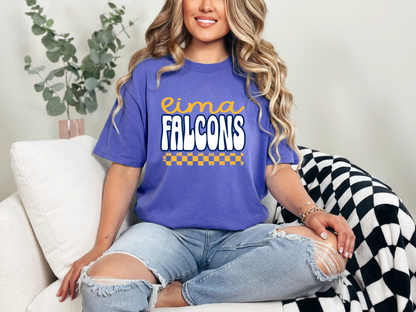 Retro Stacked Mascot Lima Falcons Retro Checkered Mascot DTF TRANSFER