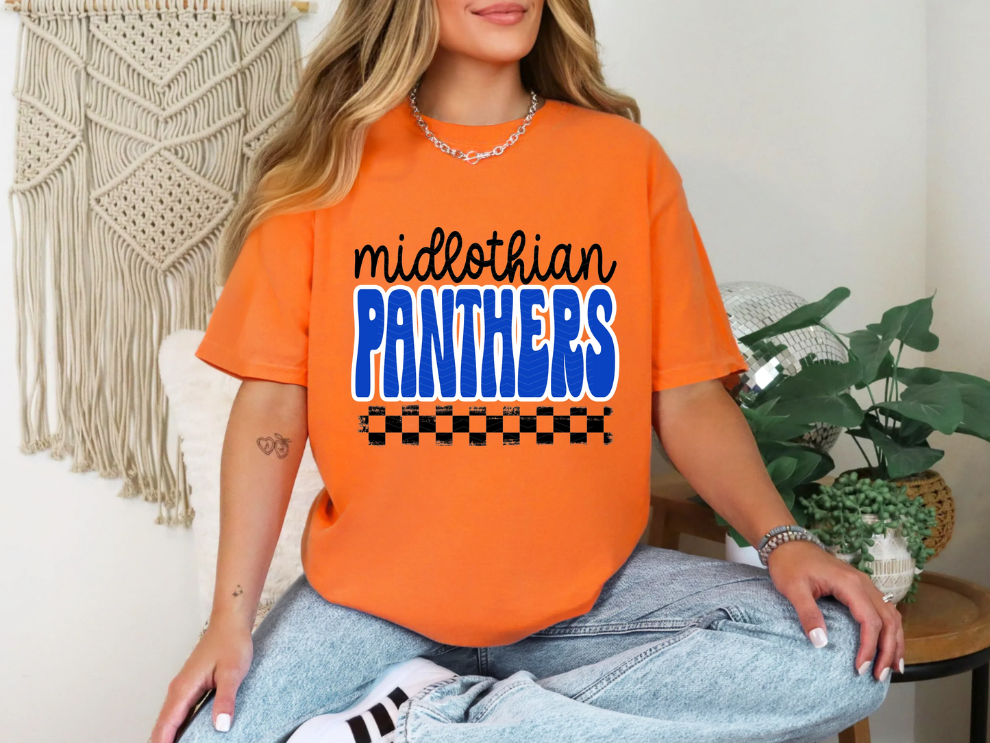 Retro Stacked Mascot Midlothian Panthers DTF TRANSFER