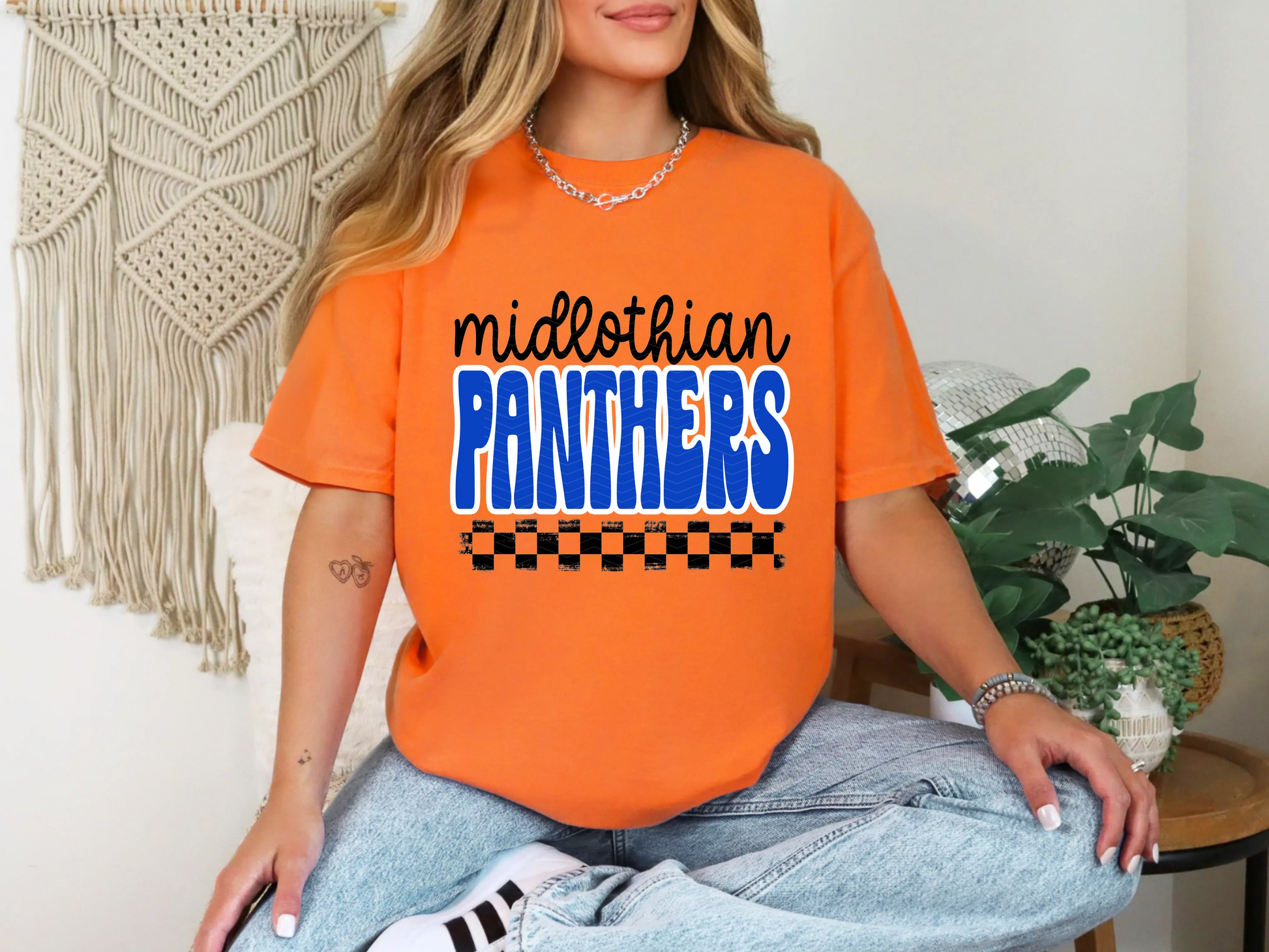Retro Stacked Mascot Midlothian Panthers DTF TRANSFER
