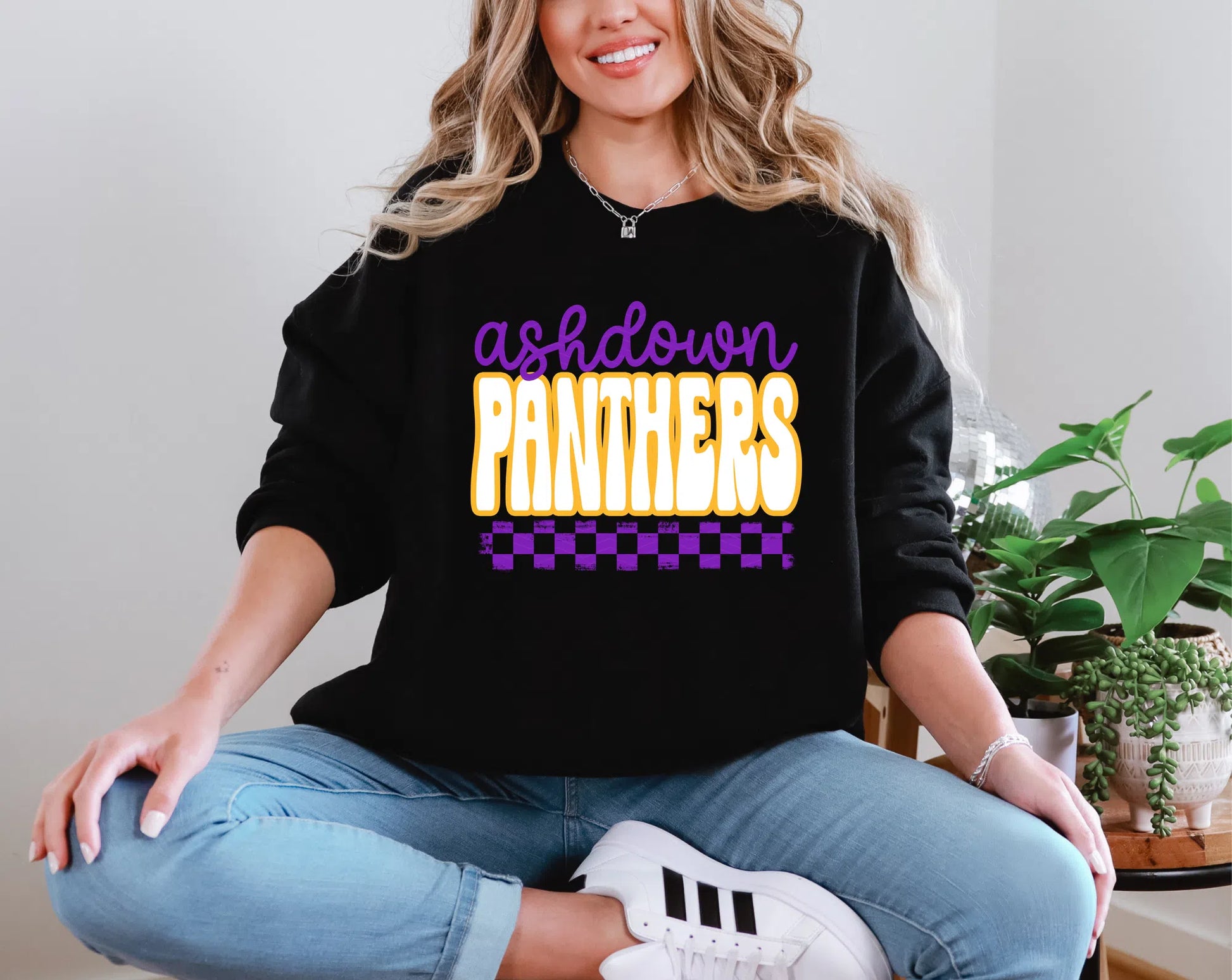 Retro Stacked Mascot Retro Stacked Mascot Ashdown Panthers DTF TRANSFER