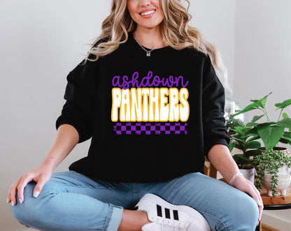 Retro Stacked Mascot Retro Stacked Mascot Ashdown Panthers DTF TRANSFER