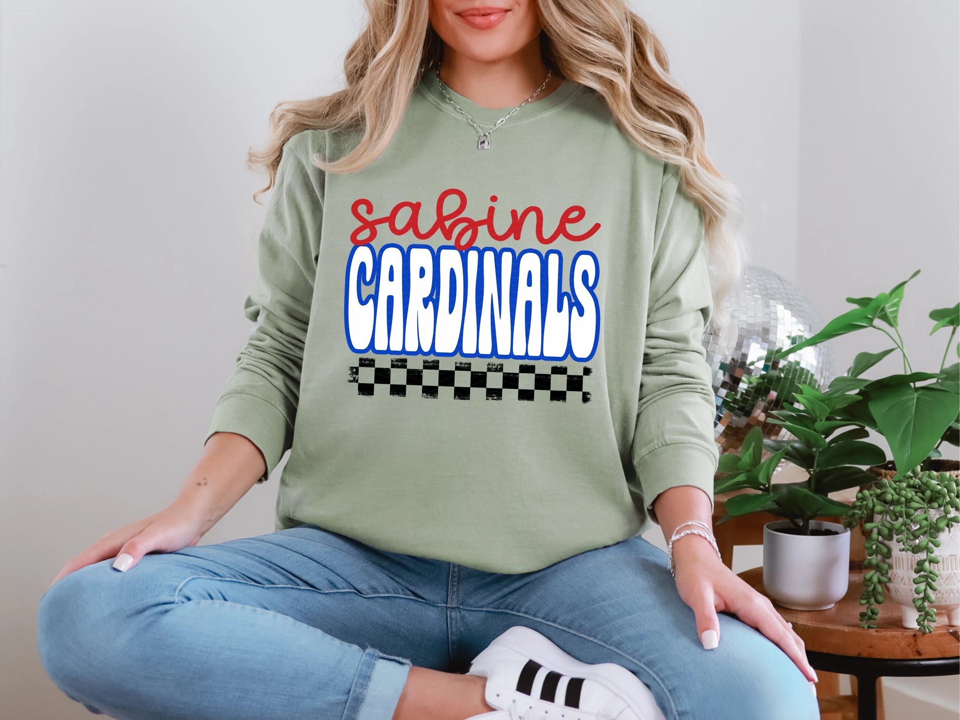 Retro Stacked Mascot Sabine Cardinals DTF TRANSFER