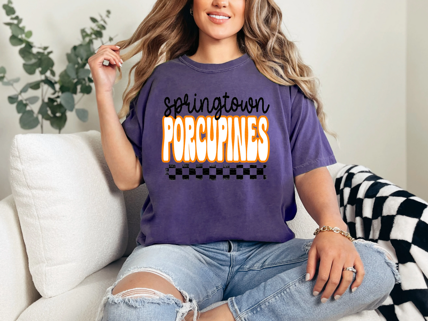Retro Stacked Mascot Springtown Porcupines DTF TRANSFER