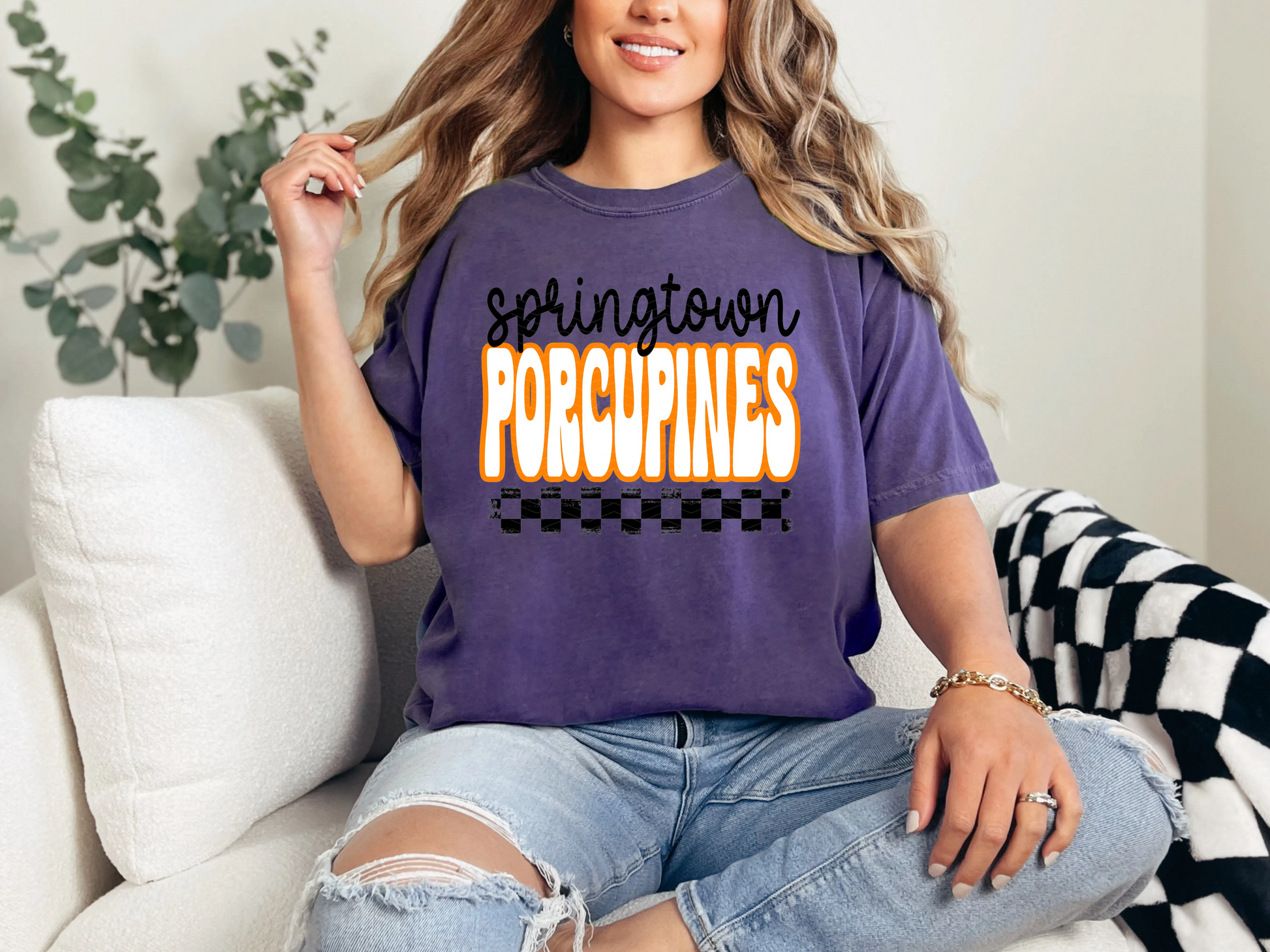 Retro Stacked Mascot Springtown Porcupines DTF TRANSFER