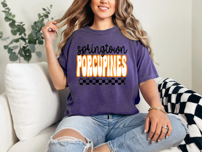 Retro Stacked Mascot Springtown Porcupines DTF TRANSFER