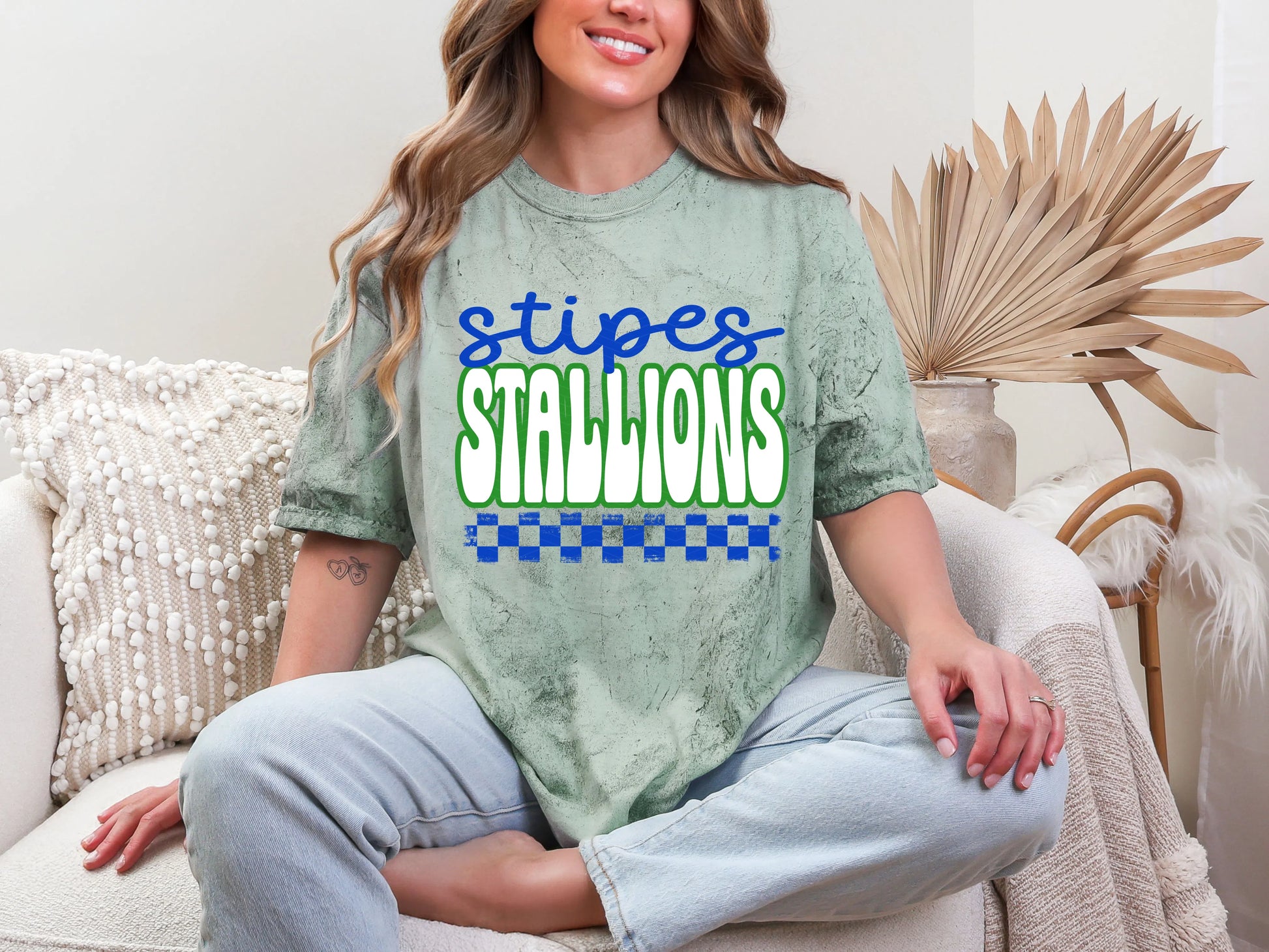Retro Stacked Mascot Stipes Stallions DTF TRANSFER
