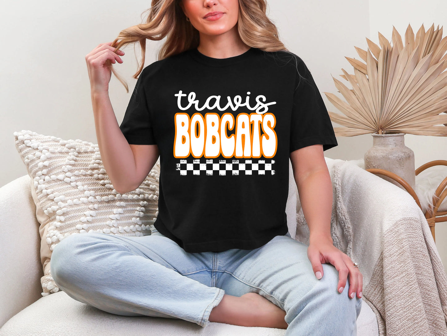 Retro Stacked Mascot Travis Bobcats DTF TRANSFER