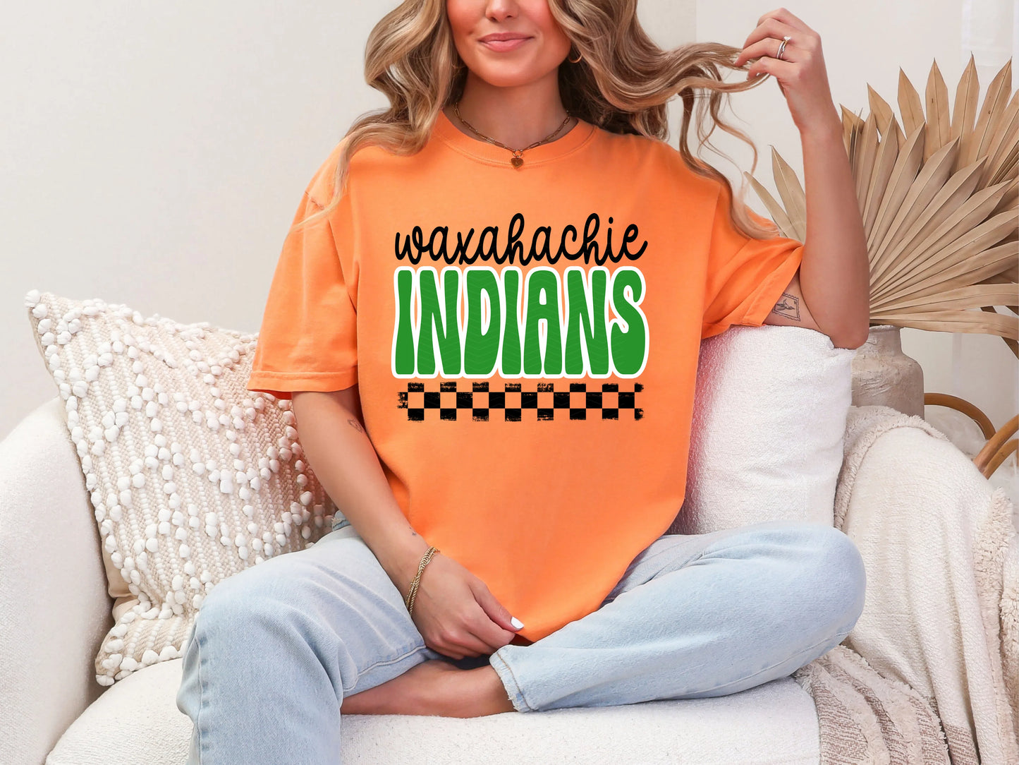 Retro Stacked Mascot Waxahachie Indians DTF TRANSFER