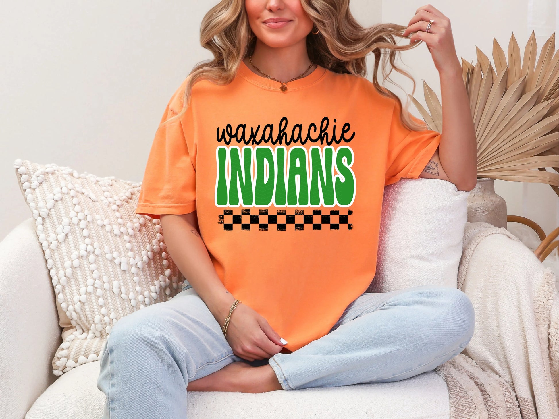 Retro Stacked Mascot Waxahachie Indians DTF TRANSFER