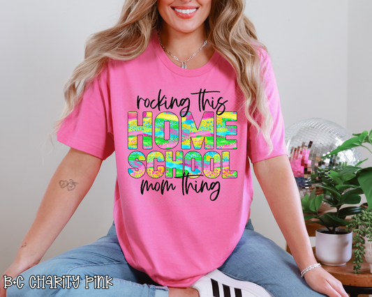 Rocking This Home School Mom Thing Bright Glitter DTF TRANSFER