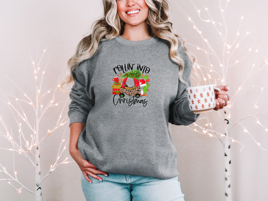 Rollin Into Christmas Kids Car Red Leopard DTF TRANSFER