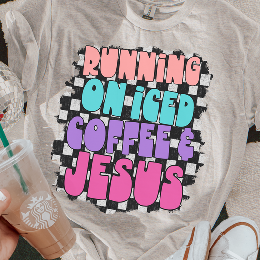 Running On Iced Coffee & Jesus DTF TRANSFER