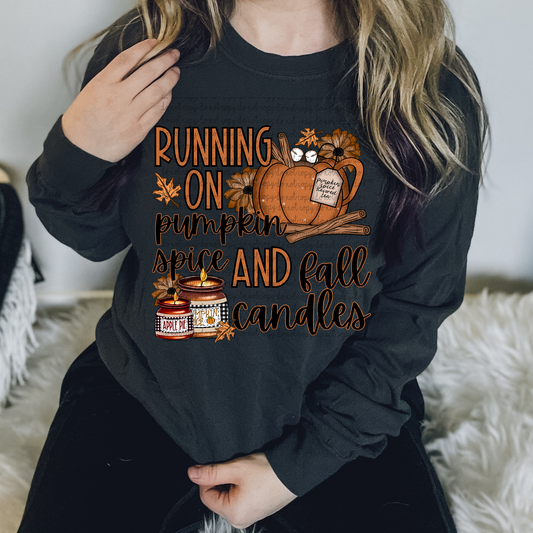 Running on Pumpkin Spice and Fall Candles DTF TRANSFER