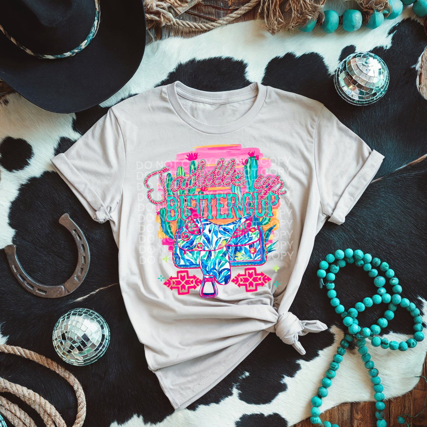 Saddle Up Buttercup Neon Scene DTF TRANSFER