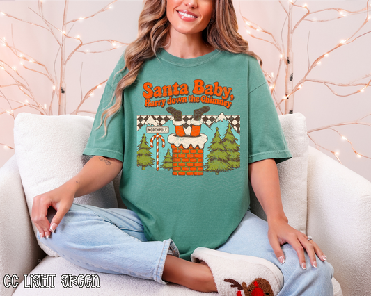 Santa Baby Hurry Down The Chimney DTF TRANSFER