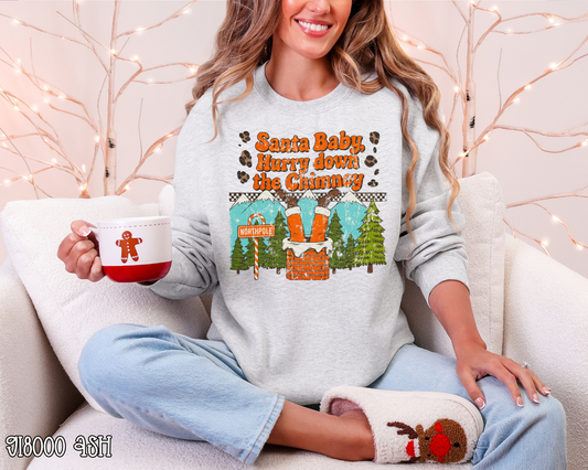 Santa Baby Hurry Down The Chimney Leopard DTF TRANSFER