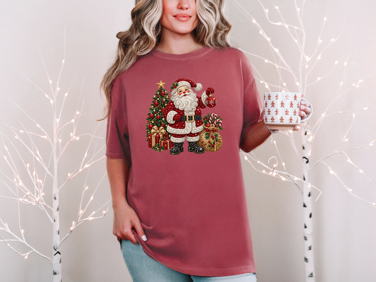 Santa Scene Rhinestone DTF TRANSFER