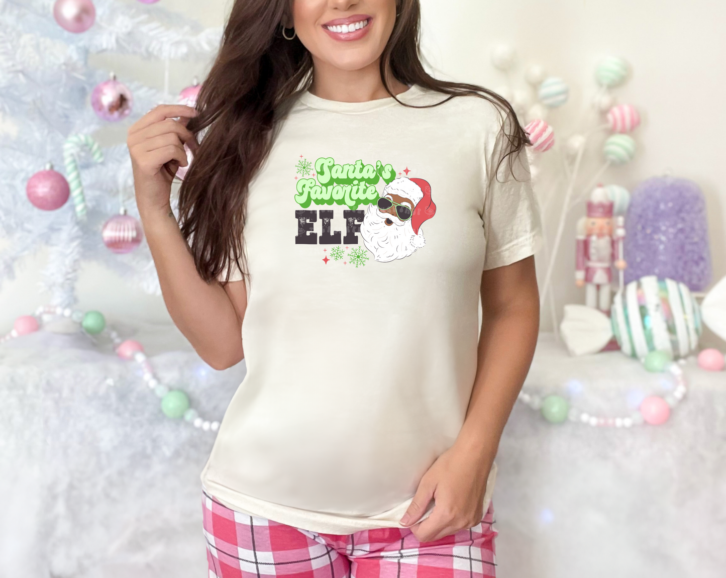 Santa's Favorite Elf Dark Skin DTF TRANSFER