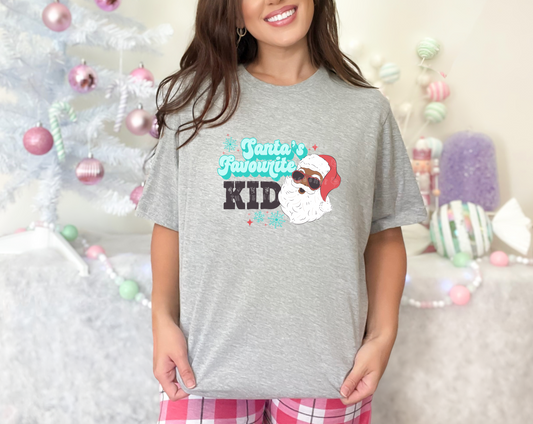Santa's Favourite Kid Blue Dark Skin DTF TRANSFER