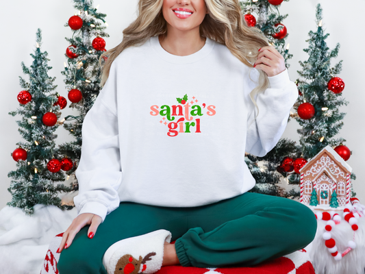 Santa's Girl Retro Sparkle DTF TRANSFER