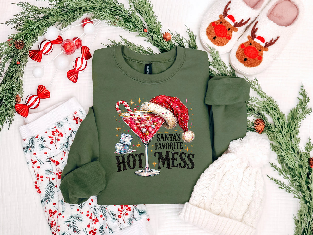 Santa's Favorite Hot Mess Rhinestone DTF TRANSFER