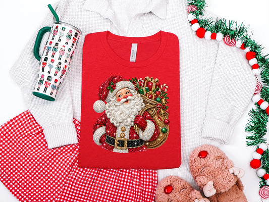 Santa with Toy Sack Rhinestone DTF TRANSFER