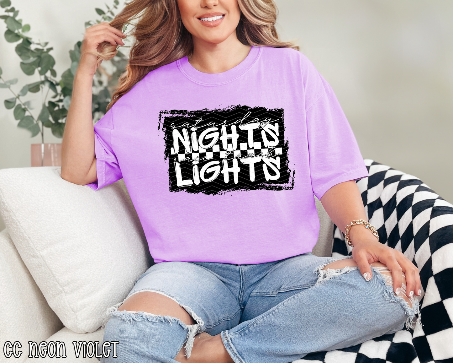 Saturday Nights Race Track Lights DTF TRANSFER
