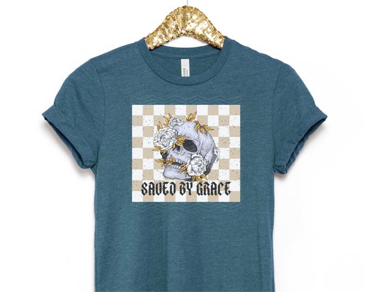 Saved By Grace Flower Skull DTF TRANSFER