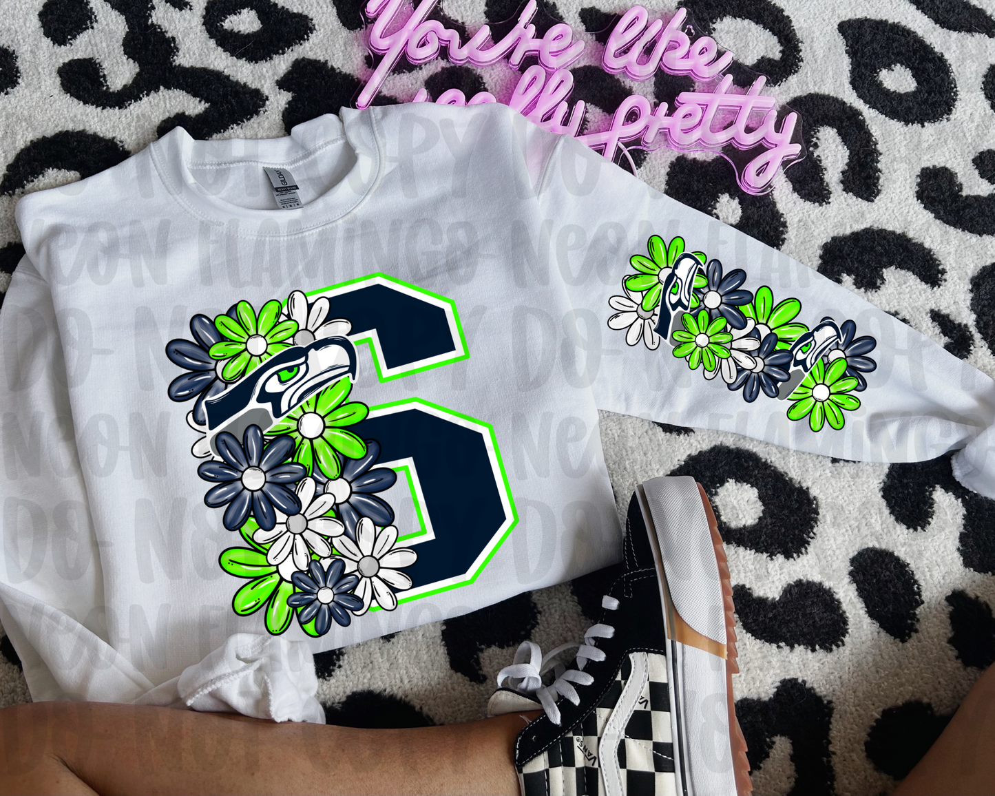 Seattle Seahawks Floral with Sleeve Option DTF TRANSFER