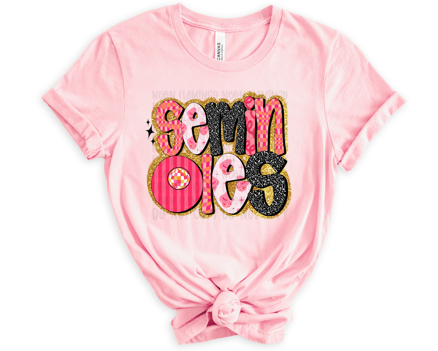 Seminoles Pink Retro Glitter DTF TRANSFER