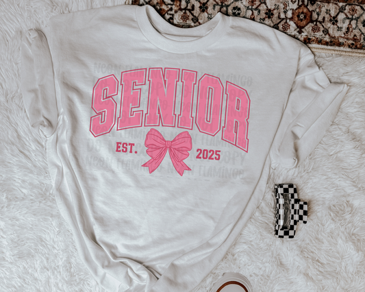 Senior Est 2025 Bow Pink DTF TRANSFER