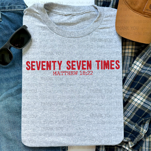 Seventy Seven Times Red Letter DTF TRANSFER