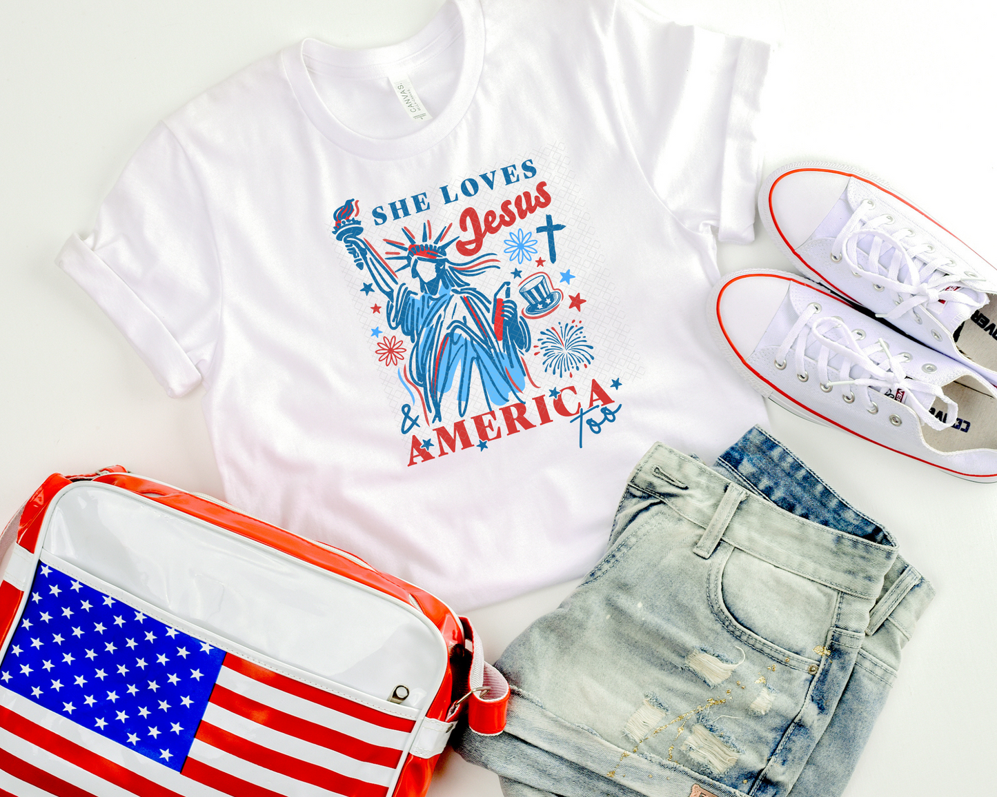 She Loves Jesus & America Too DTF TRANSFER