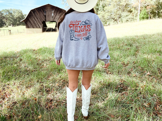 She's From Texas I Can Tell Red Blue DTF TRANSFER