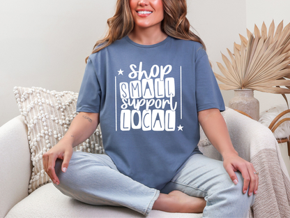 Shop Small Support Local White DTF TRANSFER