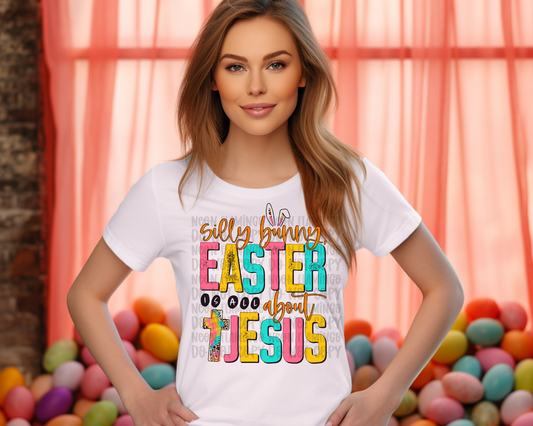 Silly Bunny Easter is for Jesus Leopard Neon