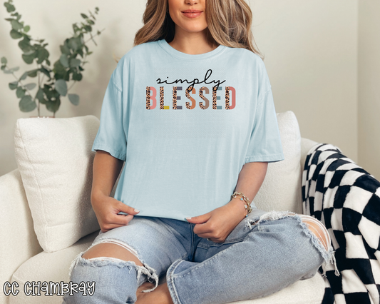 Simply Blessed Half Leopard DTF TRANSFER