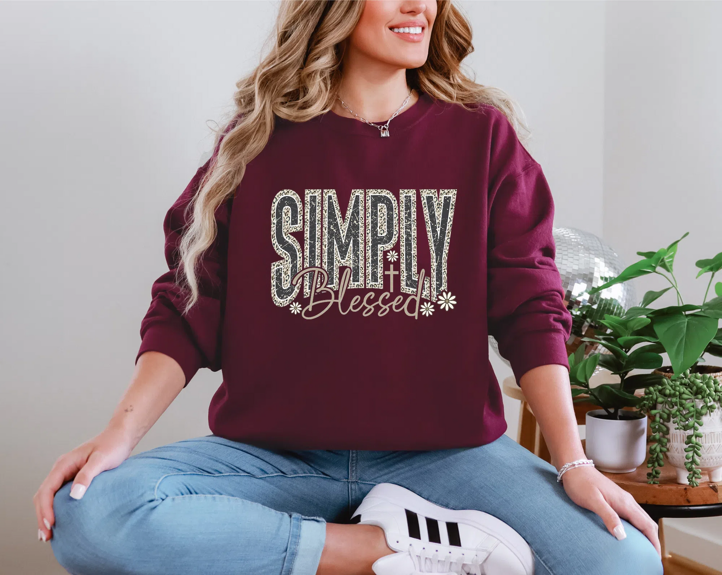Simply Blessed Flowery Leopard DTF TRANSFER