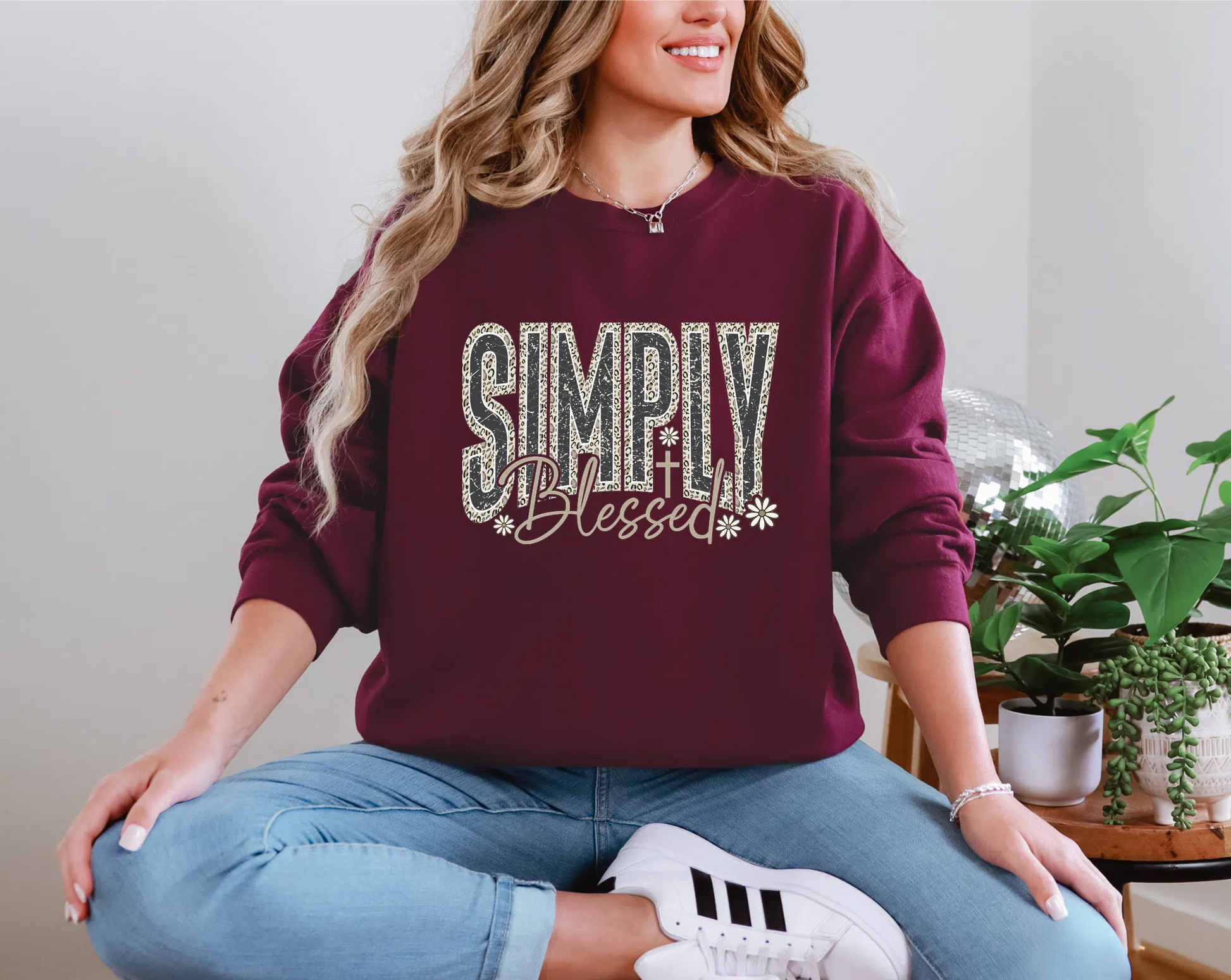 Simply Blessed Flowery Leopard DTF TRANSFER