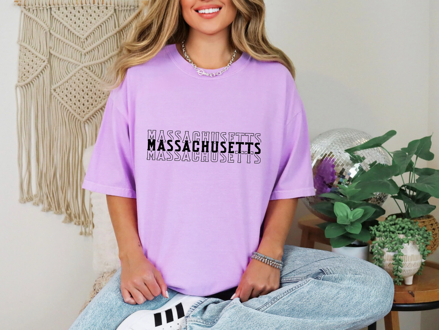 Single Color Stacked Massachusetts DTF TRANSFER