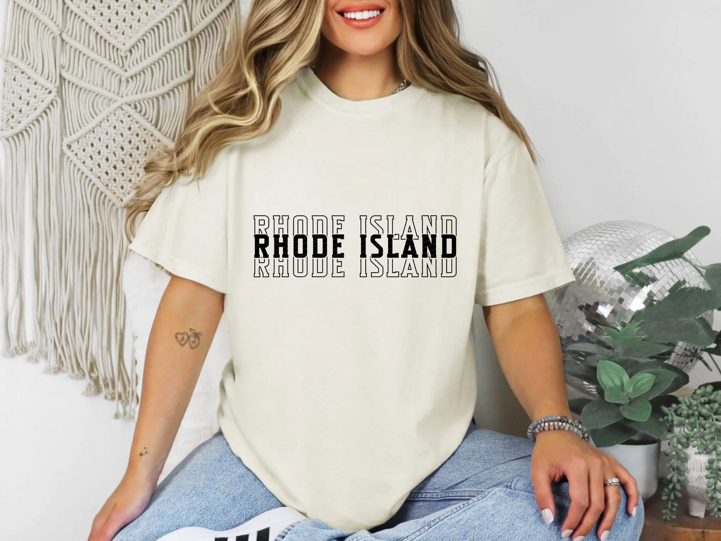 Single Color Stacked Rhode Island DTF TRANSFER