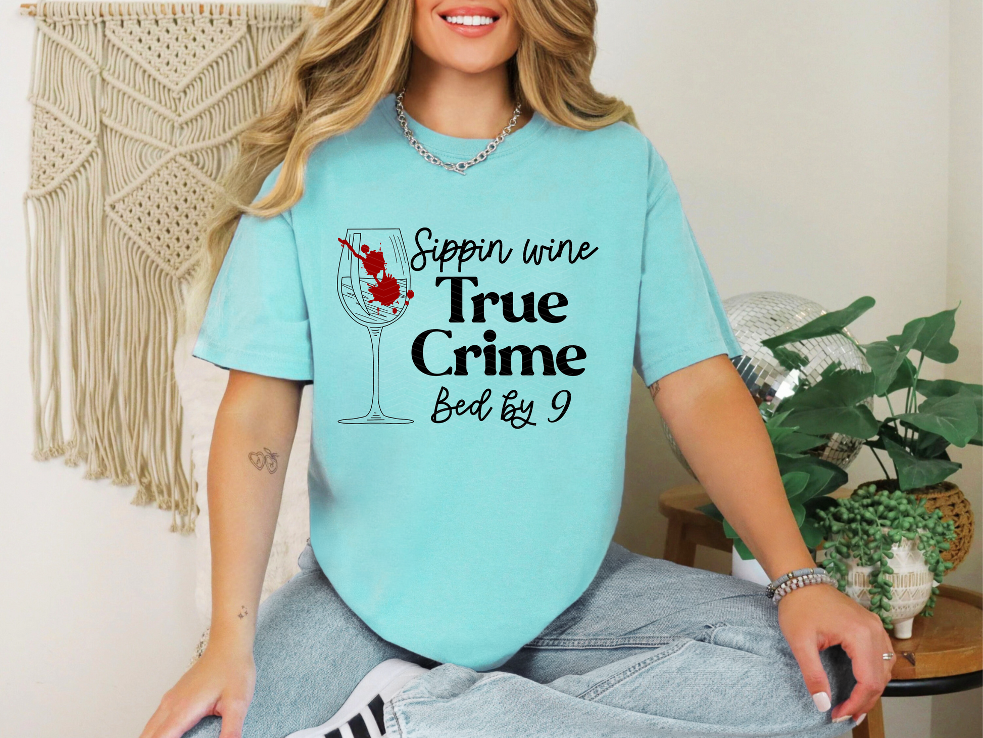 Sippin Wine True Crime Bed By 9 Black DTF TRANSFER