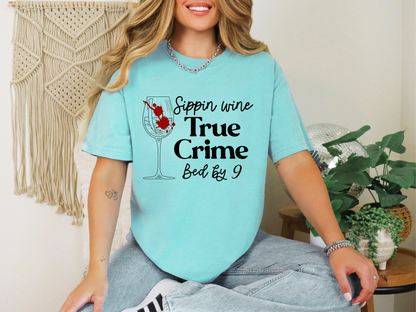 Sippin Wine True Crime Bed By 9 Black DTF TRANSFER