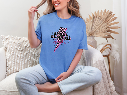 Small Business Babe Checkered Lightning DTF TRANSFER