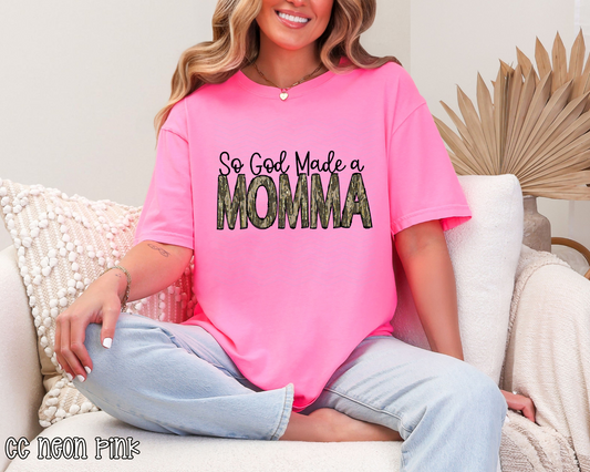 So God Made Me A Momma Camo DTF TRANSFER