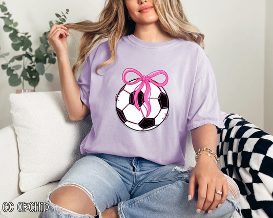 Soccer Ball Pink Bow DTF TRANSFER