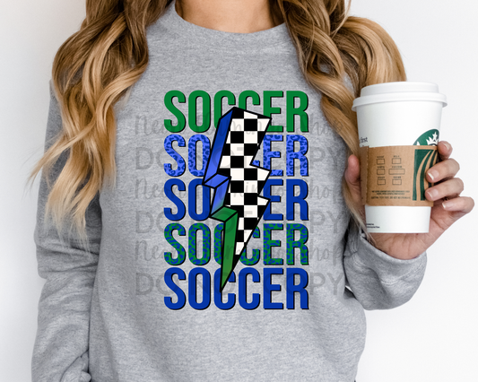 Soccer Green Blue Lightning Bolt